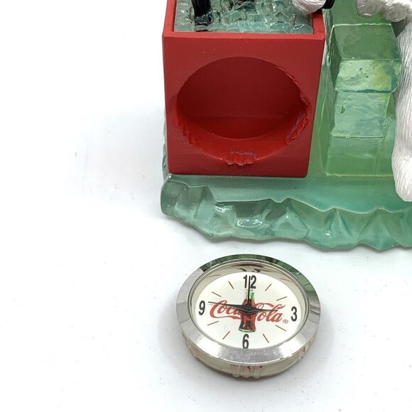 2003 Coca-Cola Mini Clock Polar Bear w/Cubs & Cooler CCM89 Tested Working 377 - Picture 10 of 16